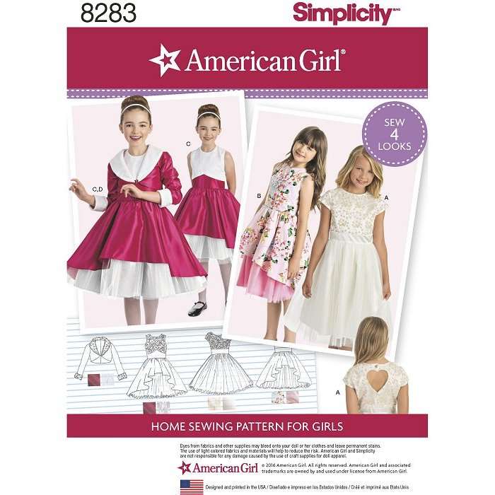 Simplicity 8283 - American Girl Brand - Girls Party Dresses - Sewing Pattern