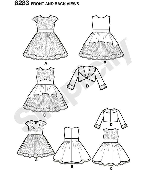 Simplicity 8283 - American Girl Brand - Girls Party Dresses - Sewing Pattern