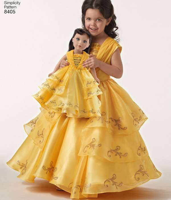 Simplicity 8405 (Size 3-8) plus 18 inch Dolls - Belle from Beauty and the Beast - Sewing Pattern