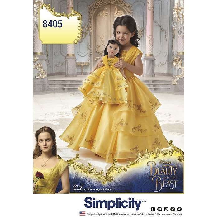 Simplicity 8405 (Size 3-8) plus 18 inch Dolls - Belle from Beauty and the Beast - Sewing Pattern