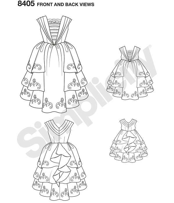 Simplicity 8405 (Size 3-8) plus 18 inch Dolls - Belle from Beauty and the Beast - Sewing Pattern