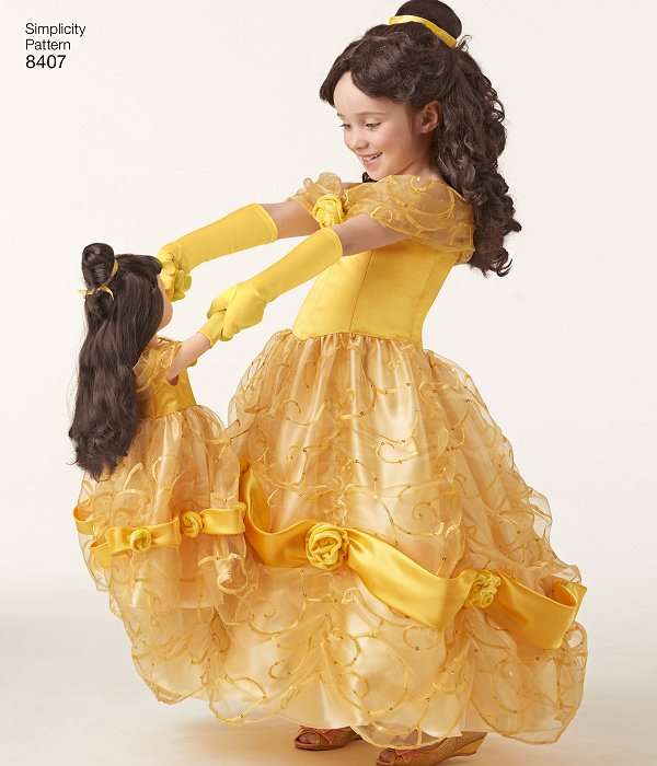 Simplicity 8407 (Size 3-8) plus 18 inch Dolls - Belle from Beauty and the Beast - Sewing Pattern