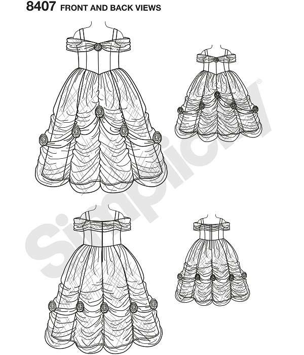 Simplicity 8407 (Size 3-8) plus 18 inch Dolls - Belle from Beauty and the Beast - Sewing Pattern