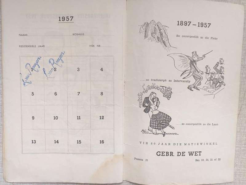 1957 Intervarsity liedjies Stellenbosch Universiteit Maties