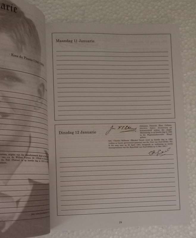 Afrikanerkultuur dagboek 2010 Verskeie handtekening voorbeelde