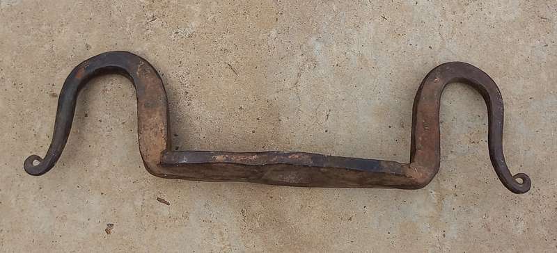 Antique hand made wrought iron double hook