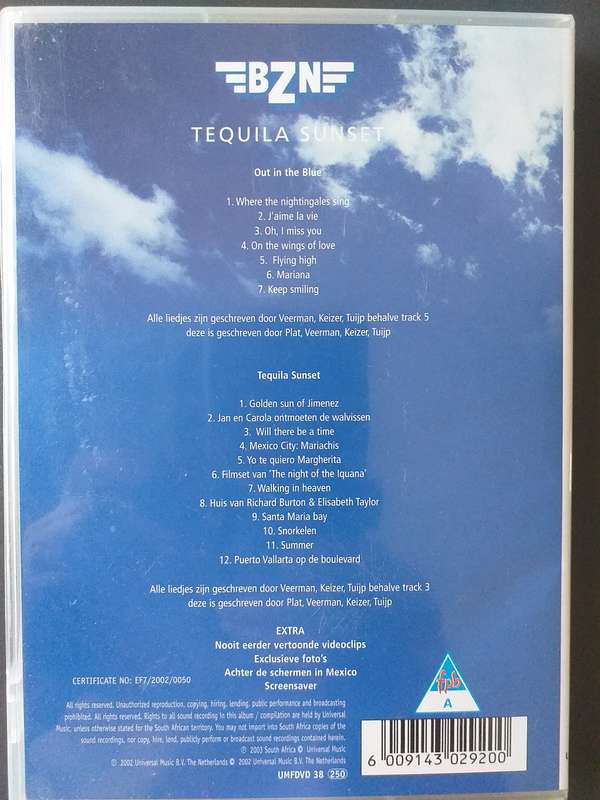 BZN Two DVDs Tequila Sunset and Adieu BZN The last concert SOLD AS IS ONE LOT