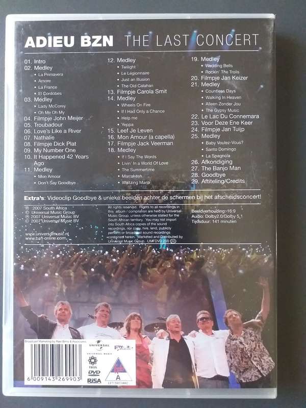 BZN Two DVDs Tequila Sunset and Adieu BZN The last concert SOLD AS IS ONE LOT