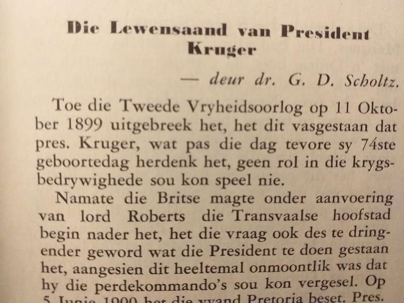 Die lewensaand van President Kruger (Dr GD Scholtz)