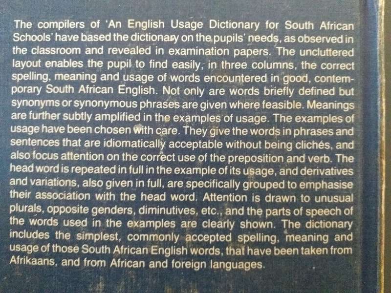 An English usage dictionary for South African Schools
