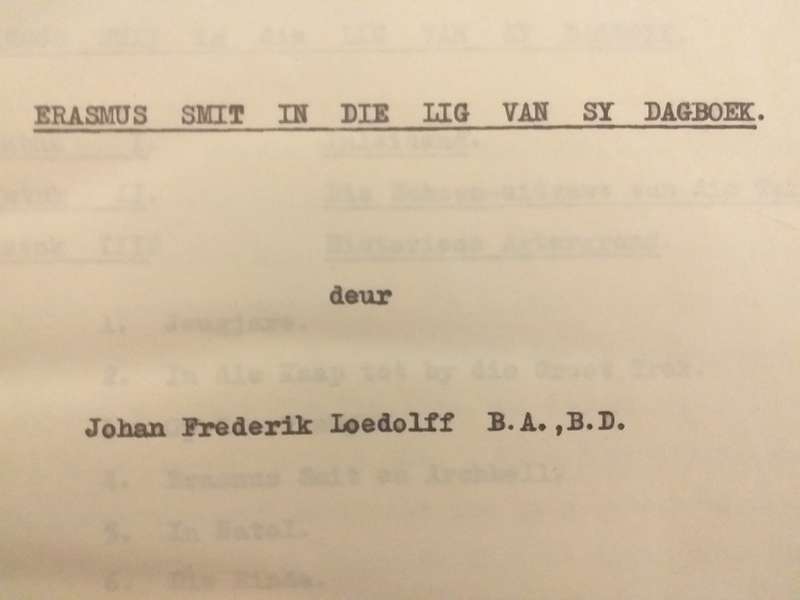 Erasmus Smit in die lig van sy dagboek (JF Loedolff) Oorspronklik getik