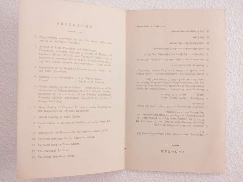 Farewell function State President CR Swart Bloemfontein 30 May 1967 (Bilingual)  Afskeidsfunksie