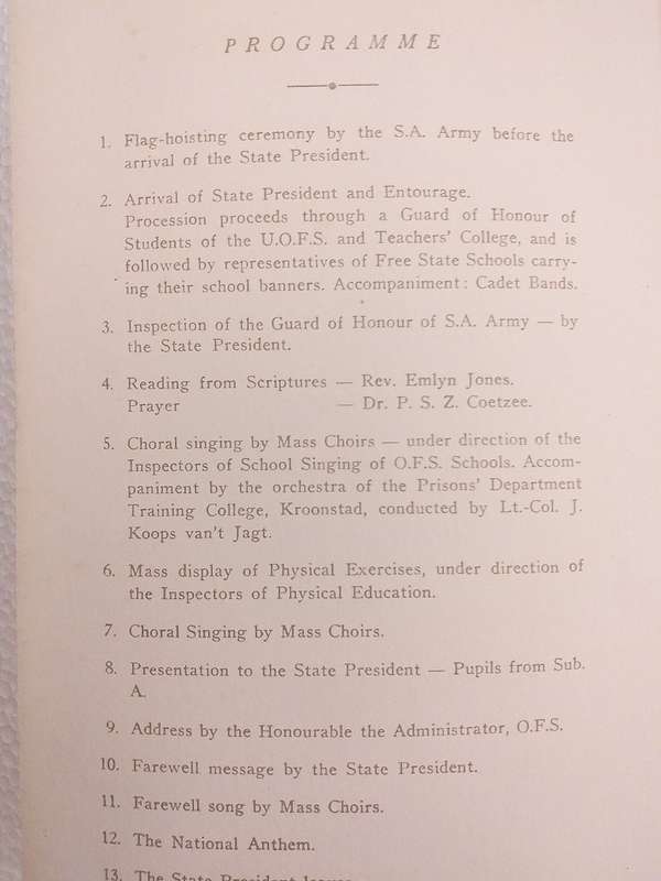 Farewell function State President CR Swart Bloemfontein 30 May 1967 (Bilingual)  Afskeidsfunksie