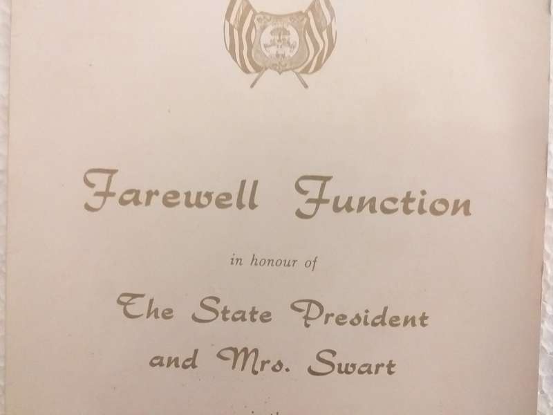Farewell function State President CR Swart Bloemfontein 30 May 1967 (Bilingual)  Afskeidsfunksie