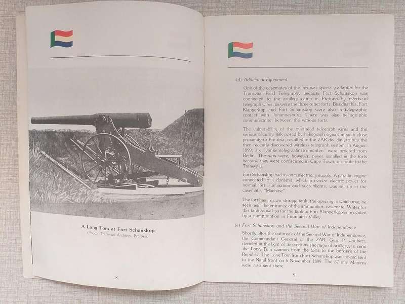 Fort Schanskop Military Museum booklet