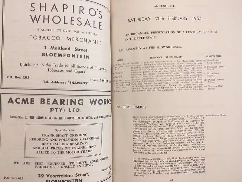 Free State Centenary Festival 1854-1954 Official Festival Programme (Book, Bilingual)