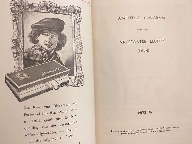 Free State Centenary Festival 1854-1954 Official Festival Programme (Book, Bilingual)