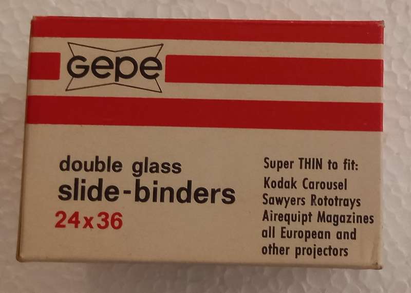 24x36 Box of vintage Gepe Double Glass Slide Binders MADE IN SWEDEN