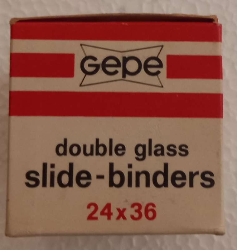 24x36 Box of vintage Gepe Double Glass Slide Binders MADE IN SWEDEN