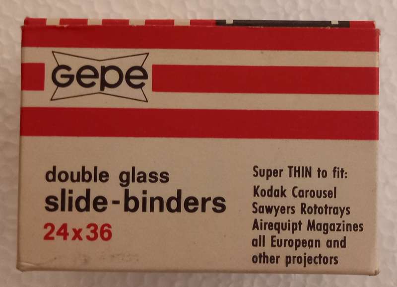 24x36 Box of vintage Gepe Double Glass Slide Binders MADE IN SWEDEN
