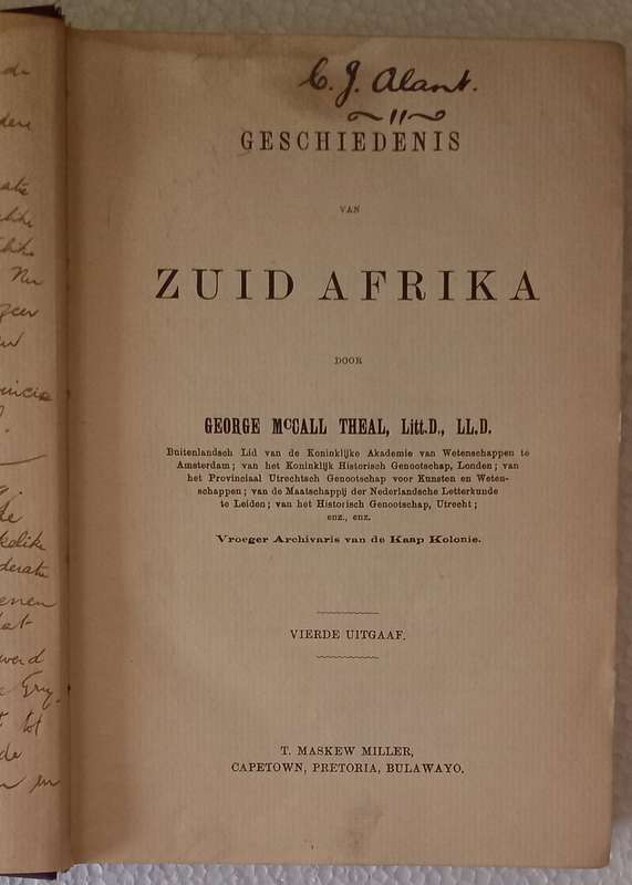Geschiedenis van Zuid-Afrika door George McCall Theal circa 1910 *** LEESKOPIE ***