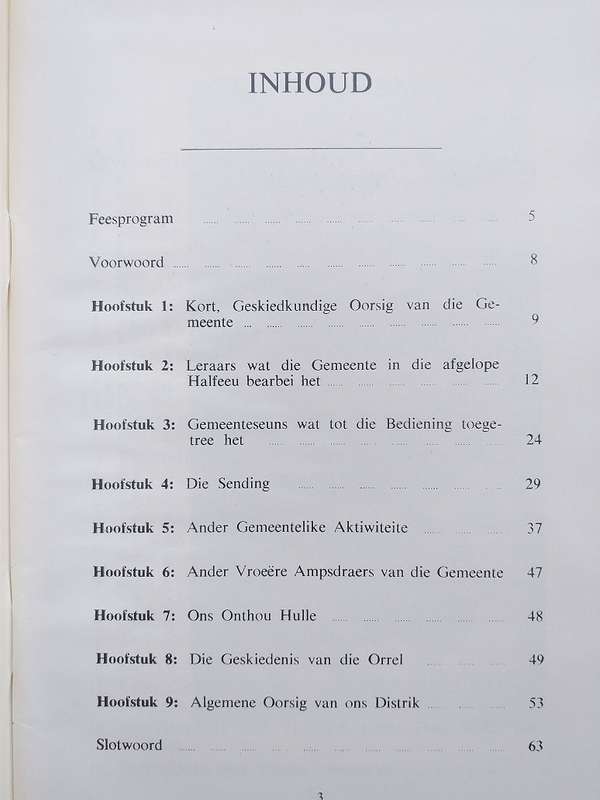 Halfeeufeesbrosjure van NG Gemeente Delareyville 1962