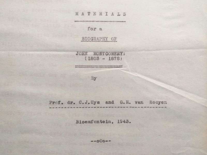 Reminiscences of John Montgomery founder of Burghersdorp - Original typed manuscript