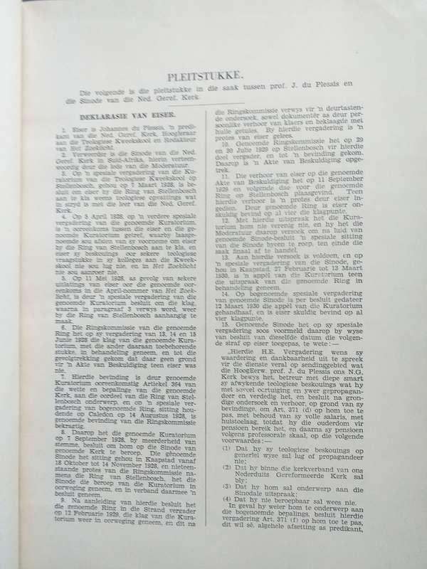 Die kerksaak tussen NG Kerk en Prof Du Plessis (1931)