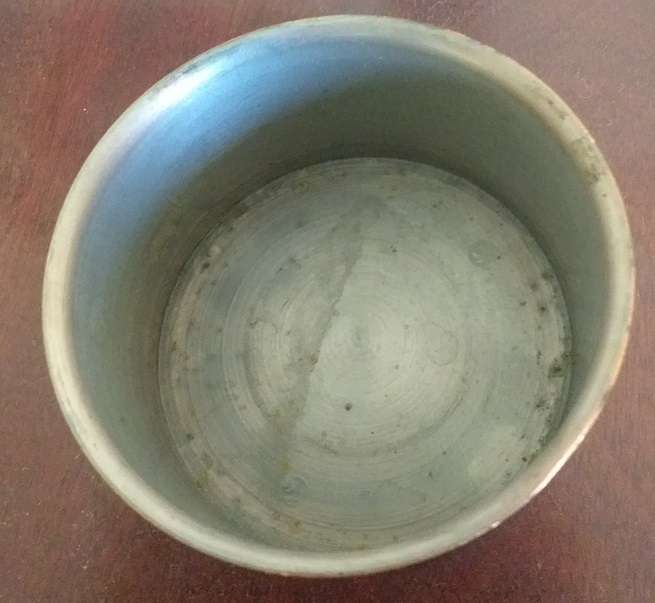 Small antique copper container tin interior
