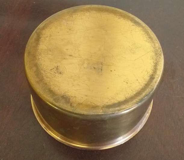 Small antique copper container tin interior