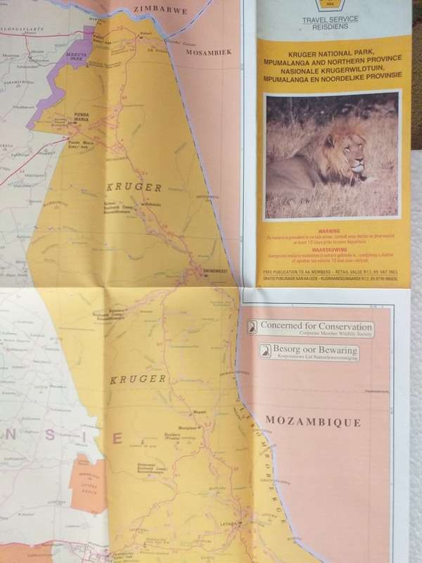 Map Kruger National Park Mpumalanga and Northern Province