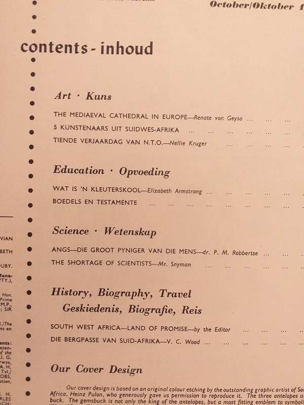 Lantern Tydskrif Magazine Okt 1957 vol 7 nr 1 South West Africa Land of promise