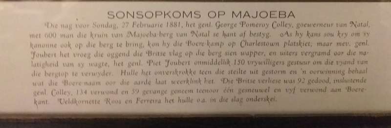 Majuba (Sonsopkoms oor Majoeba framed print by WH Coetzer)