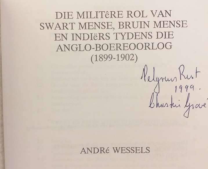 Die Militere Rol van Swart Mense, Bruin Mense en Indiers tydens die Anglo Boereoorlog -Andre Wessels