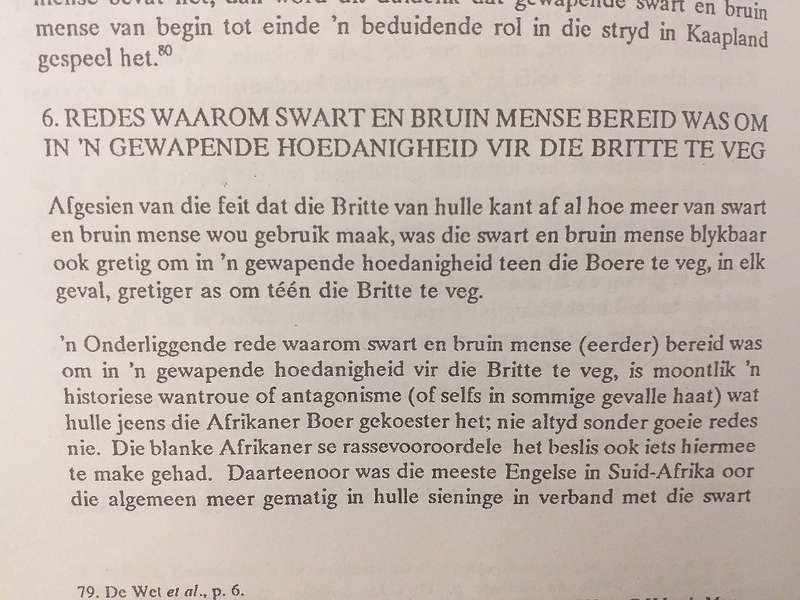 Die Militere Rol van Swart Mense, Bruin Mense en Indiers tydens die Anglo Boereoorlog -Andre Wessels