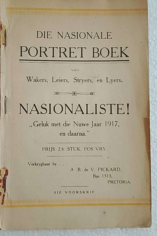 Die Nasionale Portret boek 1917  Rebellie fotos van rebelle