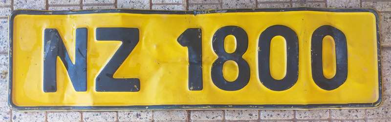 Old / vintage number plate NZ 1800