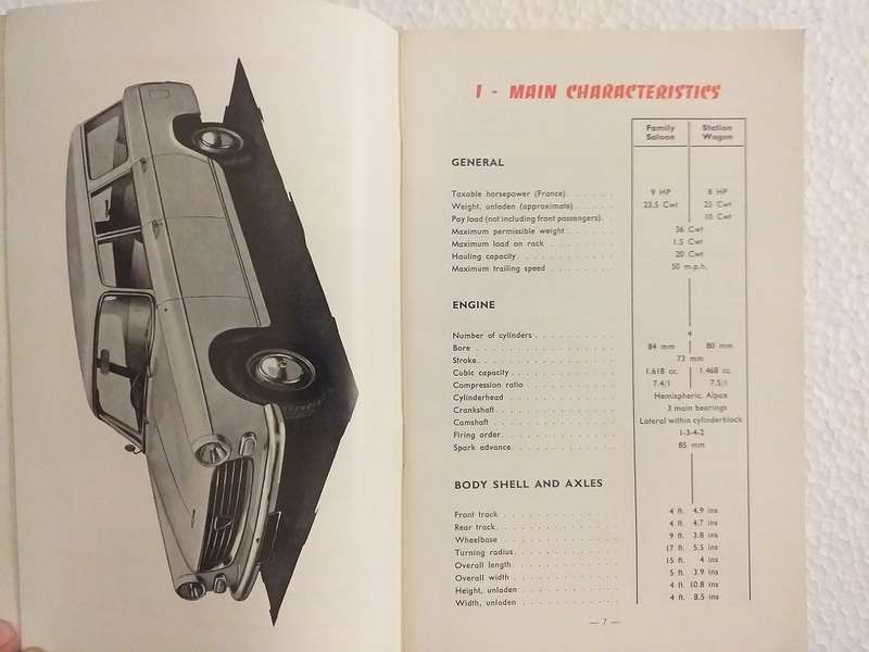 Peugeot 404 L Family saloon and 404 US Station wagon Instruction book