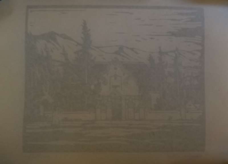 Linosniee afdruk van Kruiskerk Tulbagh deur Jacob Hendrik Pierneef