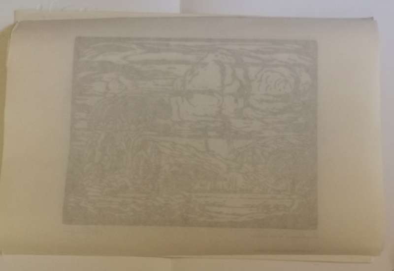 Linosniee afdruk van Landskap met huis deur Jacob Hendrik Pierneef