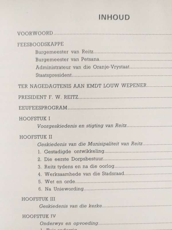 Reitz Eeufeesgedenkboek 1889-1989 (Dr HB Koen)