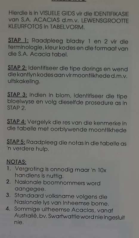 SA Acacia Identifikasiegids Identification Guide (Marthinus Steyn)