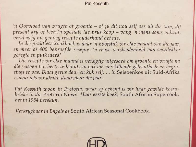 Seisoenkos uit Suid-Afrika (Pat Kossuth)