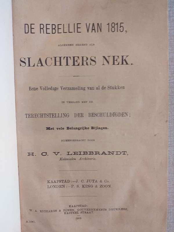 Slachtersnek 1815 door HCV Leibbrandt (1902)