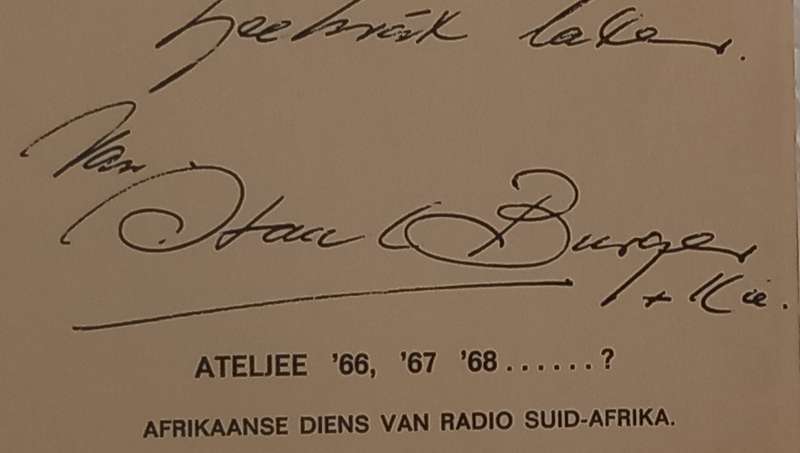 Staal Burger - groete poskaart met akteurlys, ens