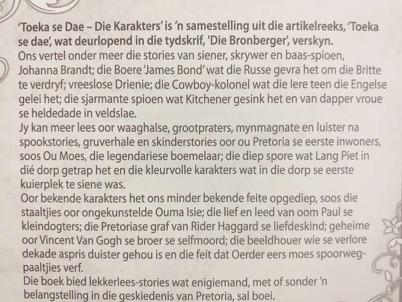 Toeka se dae: Die karakters (Angie Kleijn) (ZAR artikels uit Bronberger)