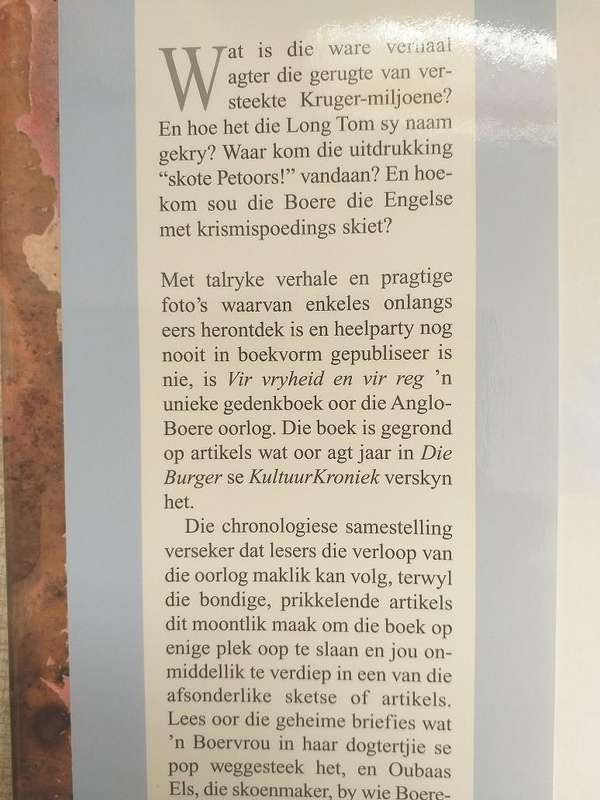 Vir Vryheid en vir Reg Anglo Boereoorlog gedenkboek (Red Van Bart & Scholtz)