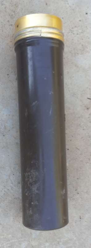 Brown metal cylindrical container / canister ex SAW / SADF 1980s