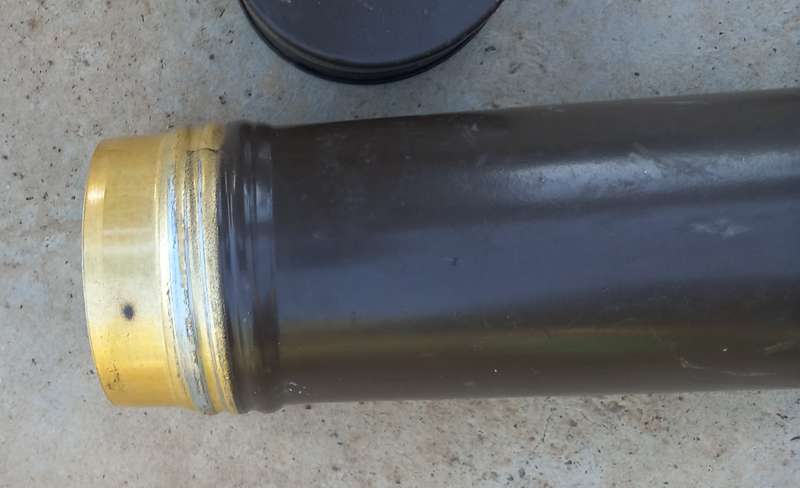 Brown metal cylindrical container / canister ex SAW / SADF 1980s