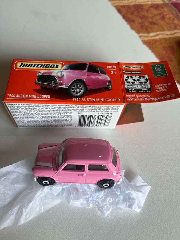 Matchbox Mini Cooper pink.  Boxed imported
